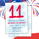 Boys Watercolor Kids Blue 11:e födelsedagen Inbjudningar<br><div class="desc">11-årsbarn,  pojke blå party 11:e födelsedagsfest inbjudan för en 11-årig pojke med roligt typsnitt och vattenfärgsnummer för roligt.</div>