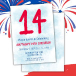 Boys Watercolor Kids Blue 14:e födelsedagen Inbjudningar<br><div class="desc">14-årsdagars barn,  pojke blå party 14:e födelsedagsfest inbjudan för en 14-årig pojke med roligt typsnitt och vattenfärgsnummer för roligt.</div>