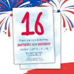 Boys Watercolor Kids Blue 16:e födelsedagen Inbjudningar<br><div class="desc">16:e födelsedag,  pojke blå party 16:e födelsedagsfest inbjudan för en 16-årig pojke med roligt typsnitt och vattenfärgsnummer för roligt.</div>