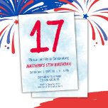 Boys Watercolor Kids Blue 17:e födelsedagen Inbjudningar<br><div class="desc">17:e födelsedag,  pojke blå party 17:e födelsedagsfest inbjudan för en 17-årig pojke med roligt typsnitt och vattenfärgsnummer för roligt.</div>