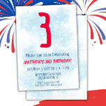 Boys Watercolor Kids Blue 3:e födelsedagen Inbjudningar<br><div class="desc">3:e födelsedag Barn blå party 3:e födelsedag för en 3-årig pojke med roligt typsnitt och roligtens vattenfärgsnummer.</div>