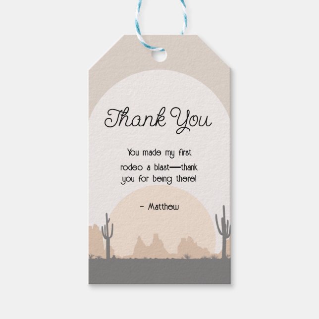 Boys Westerna Märkrn First Rodeo Gift Presentetikett (Framsidan)