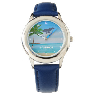 Boys Whale Ocean Fish Cute Beach Blue Kids Armbandsur