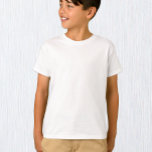 Boys White T-Shirt, Kids / Anpassa T Shirt<br><div class="desc">Kids T-Shirt: Skapa din egen anpassningsbar T-Shirt med text. Enkla justeringar (knappen Redigera design) genom att lägga till mer text, färg i bakgrunden eller mer bilder.</div>