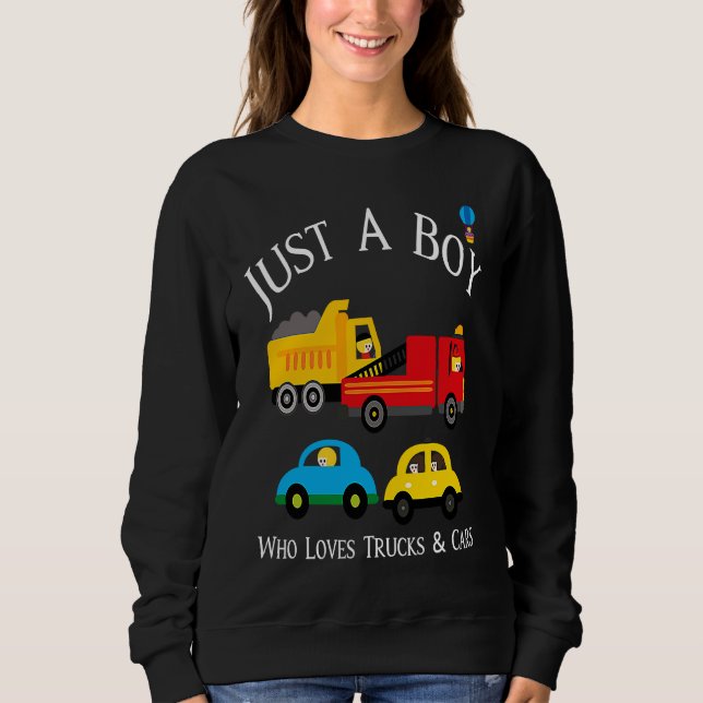 Boys Who Love Trucks & Cars T Shirt (Framsida)