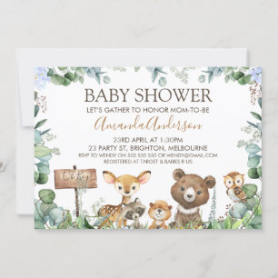 Boys Woodland Animals Baby Shower-inbjudan Inbjudningar
