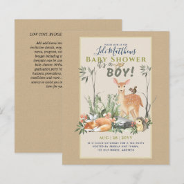 Boys Woodland Animals Forest Baby Shower Inbjudnin