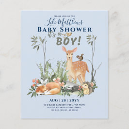 Boys Woodland Animals Forest Baby Shower Inbjudnin Flygblad