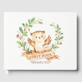 Boys Woodland Uggla Baby Shower Guest Bok