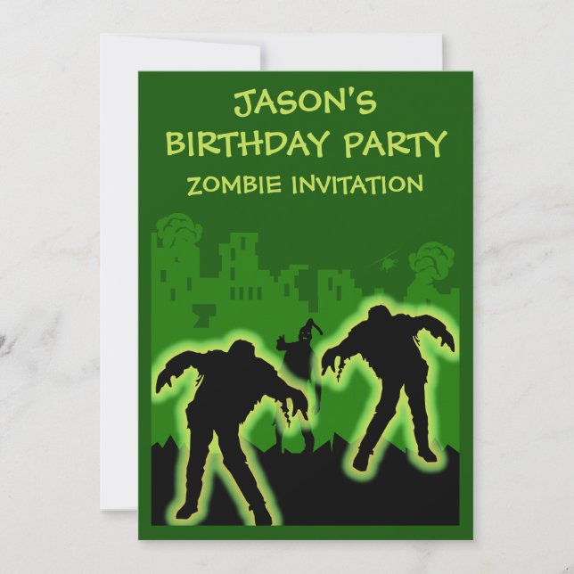 Boys Zombie Birthday-inbjudan Inbjudningar (Framsida)