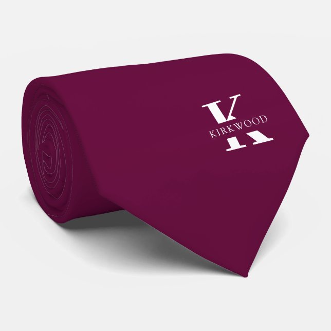 Boysenberry | Elegant Monogram+Namn | Ensidig Slips (Rullad)