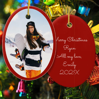 Boyvän Girlkompis Oval Photo jul Julgransprydnad Keramik