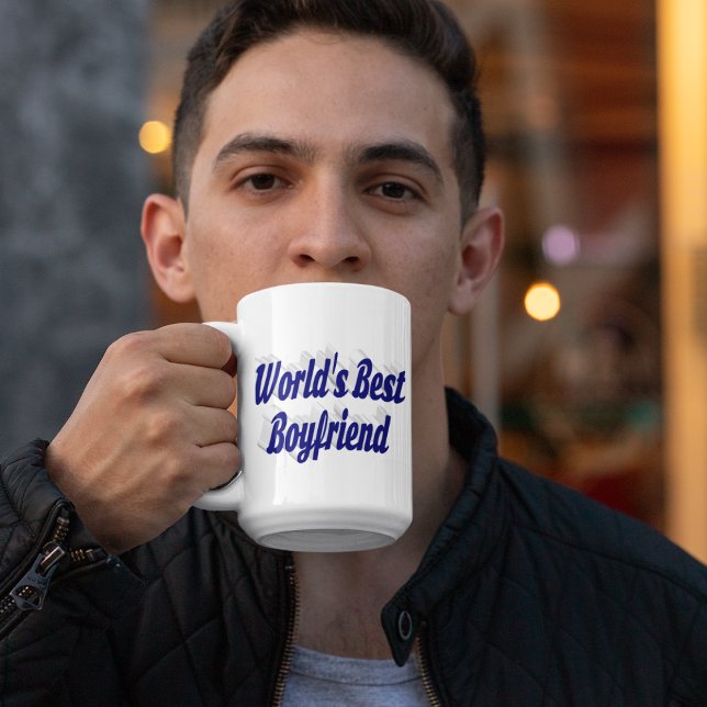 Boyvän med mörk blått halvskript jumbo mugg (Skapare uppladdad)