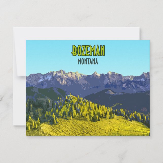 Bozeman Montana Mountains Vintage Flat Card (Framsida)