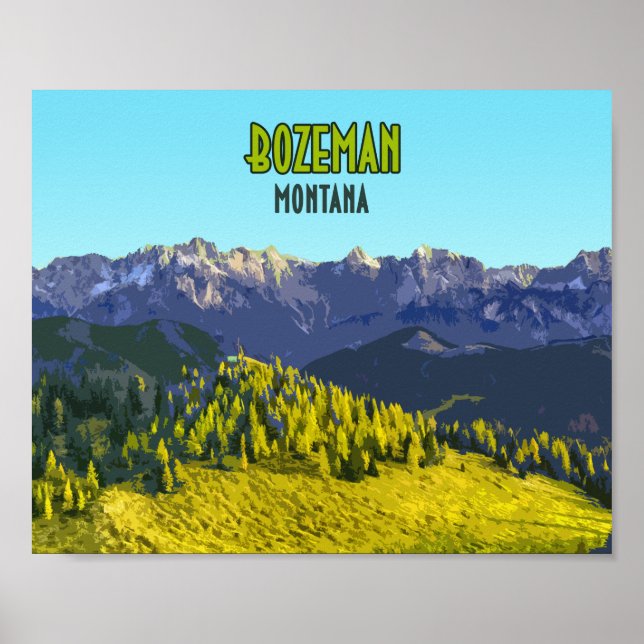 Bozeman Montana Mountains Vintage Poster (Framsidan)