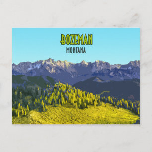 Bozeman Montana Mountains Vintage Vykort