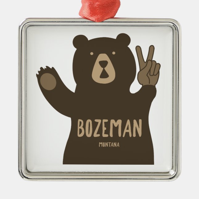 Bozeman Montana Peace Bear Julgransprydnad Metall (Framsidan)