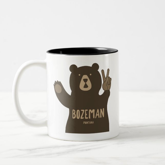 Bozeman Montana Peace Bear Två-Tonad Mugg (Vänster)