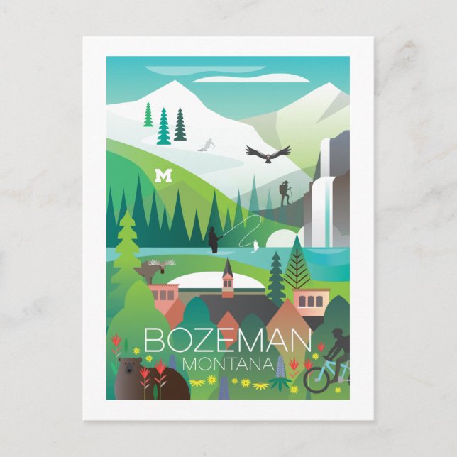 Bozeman, Montana Postcard Vykort (Framsida)