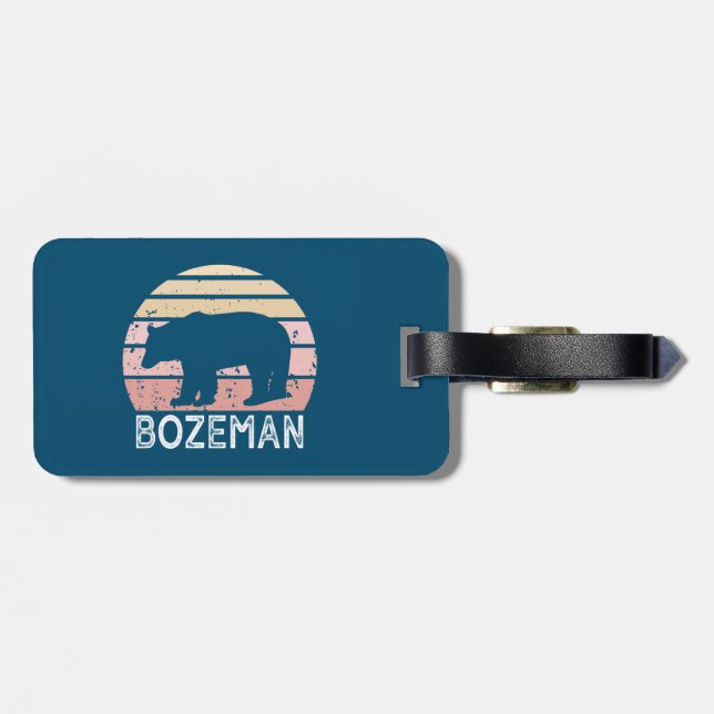 Bozeman Montana Retro Bear Bagagebricka (Baksida Vågrät)