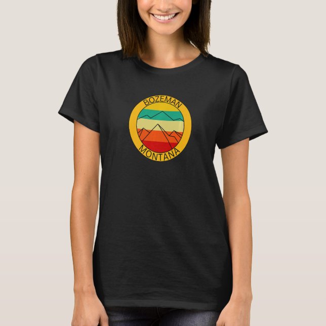 Bozeman Montana Retro Mountain Sunset Souvenir T Shirt (Framsida)