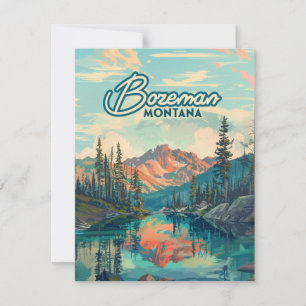 Bozeman Montana Rocky mountains Vintage Card