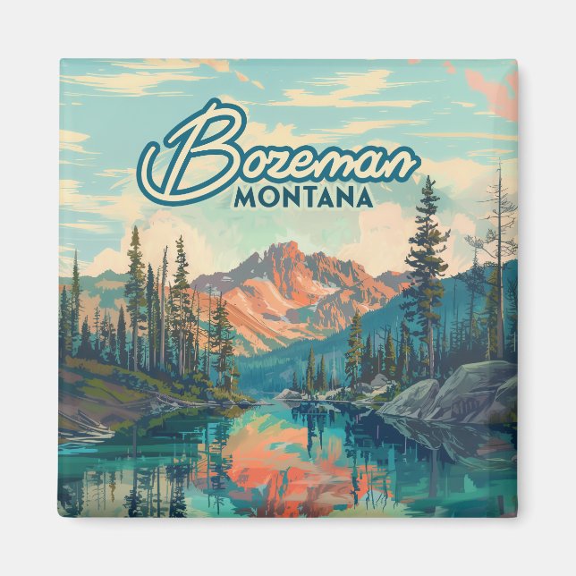 Bozeman Montana Rocky mountains Vintage Magnet (Framsidan)