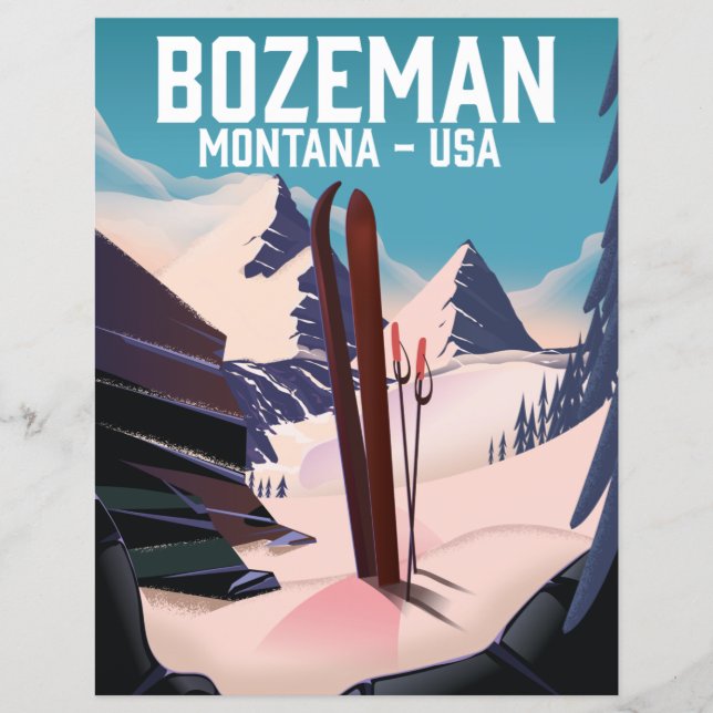 Bozeman Montana ski poster (Framsida)