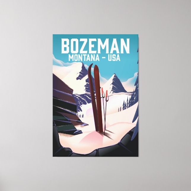 Bozeman Montana ski poster Canvastryck (Framsida)