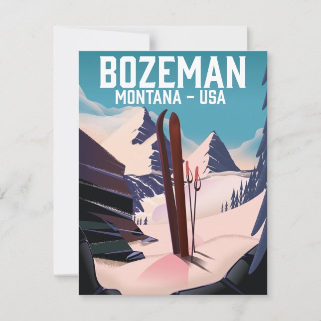 Bozeman Montana ski poster Kort (Framsida)