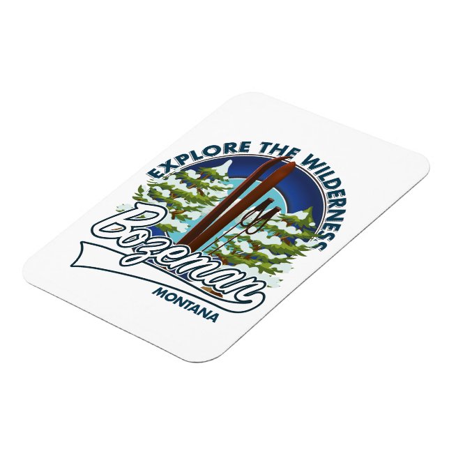 Bozeman Montana ski poster logotyp Magnet (Vänstra Sidan)