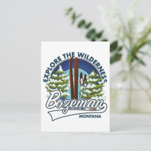 Bozeman Montana ski poster logotyp Vykort