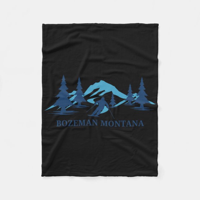 Bozeman Montana Ski Resort Skiing Skier Fleecefilt (Framsidan)