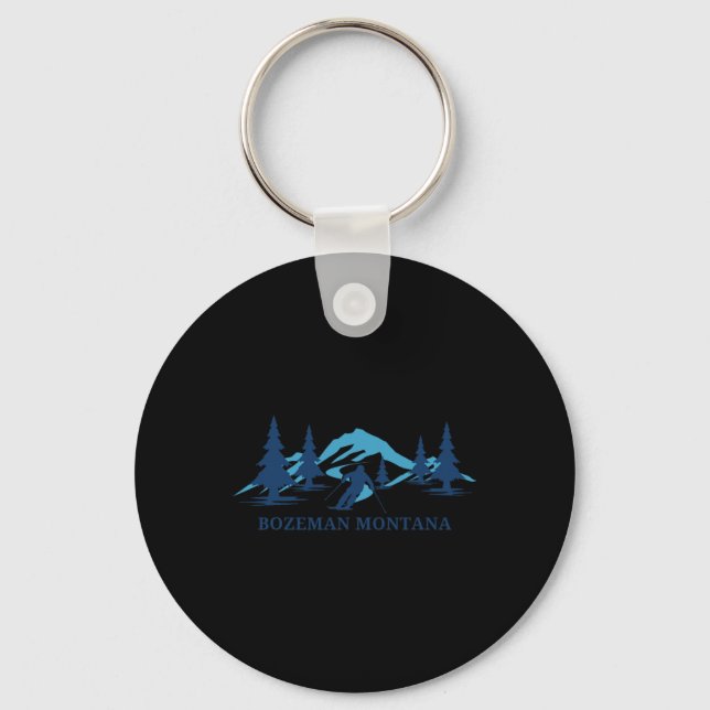 Bozeman Montana Ski Resort Skiing Skier Nyckelring (Framsida)