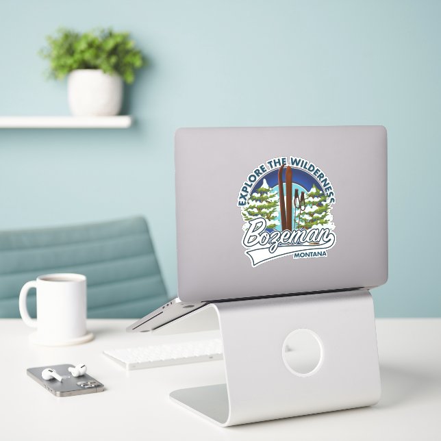 Bozeman Montana skidåkning affisch dekal (Laptop På Skrivbordet)