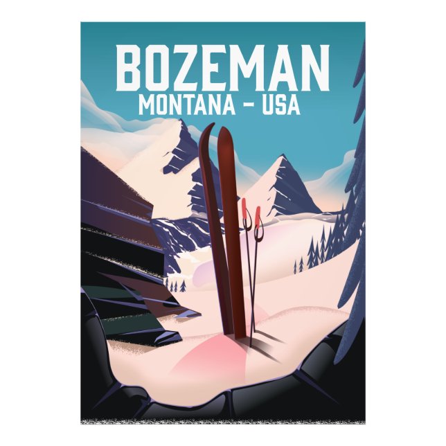 Bozeman Montana skidposter Fototryck (Framsidan)