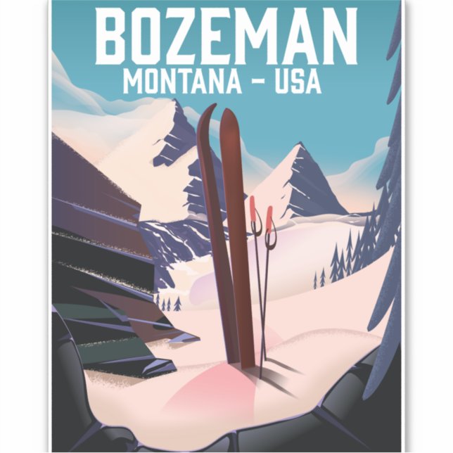 Bozeman Montana skidposter Klistermärken (Framsida)