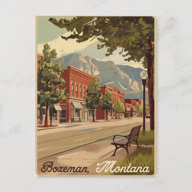 Bozeman Montana Vintage Vykort (Framsida)