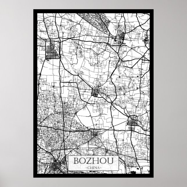 Bozhou Kina Stadskarta Poster (Framsidan)