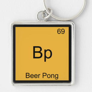 Bp - Beer Pong Rolig Kemielement Symbol T-Shirt Fyrkantig Silverfärgad Nyckelring