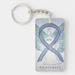 BPD Angel Grått Awareness Ribbon Keychain
