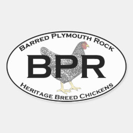 BPR - Barred Plymouth Sten Heritage Breed Chickens Ovalt Klistermärke