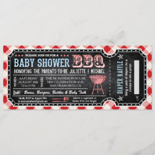 BQ Baby Shower Biljett Diaper Raffle-inbjudningar Inbjudningar