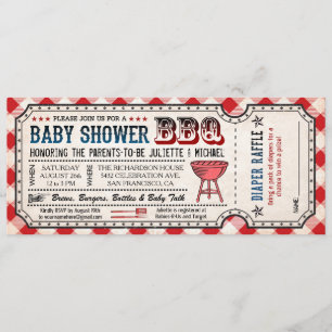BQ Baby Shower Biljett Diaper Raffle-inbjudningar Inbjudningar