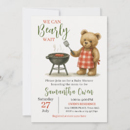 BQ Baby Shower for Boys (Nalle för vattenfärg) Inbjudningar