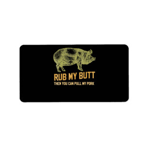 BQ BBQ Grill Gris Funny Gris Id Smoke that Roast Adressetikett