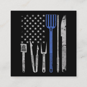 BQ  BBQ Grill Gris med kokning i USA flagga Fyrkantigt Visitkort
