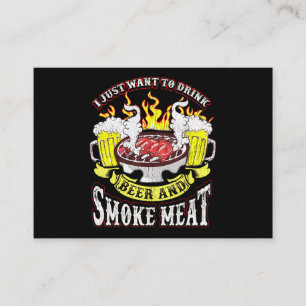 BQ BBQ Grilling Beer Smoke Kött Funny Quotes Visitkort