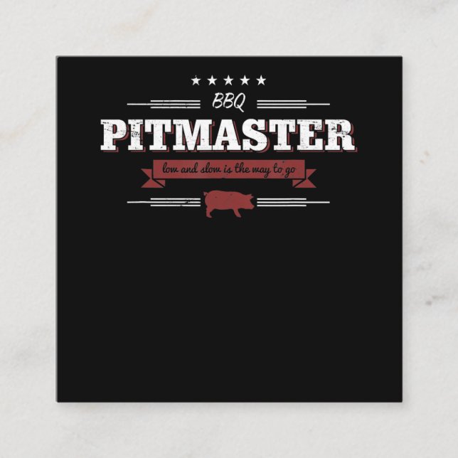BQ| BBQ Pitmaster låg och långsam är till nytta Fyrkantigt Visitkort (Framsida)