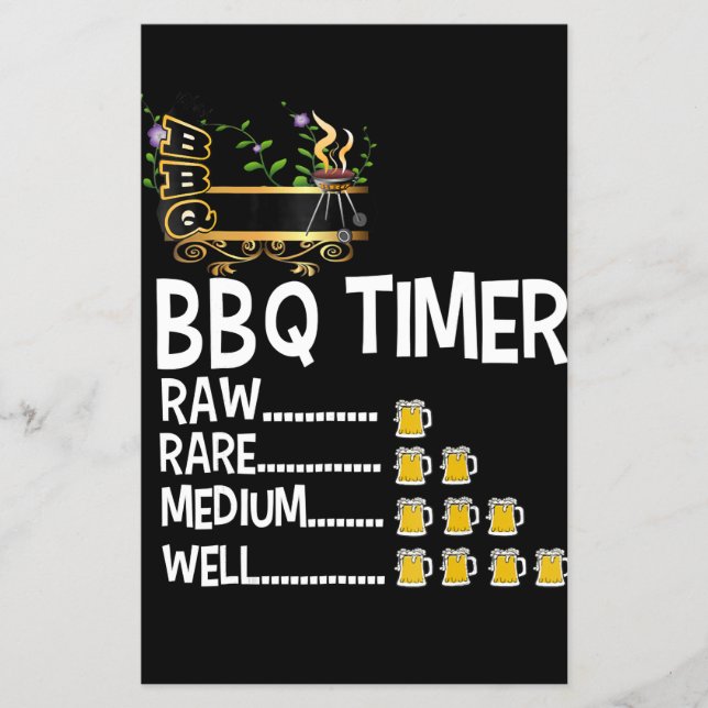 BQ| BBQ Timer Barbecue Funny Grill Grills Gift Flygblad (Framsidan)